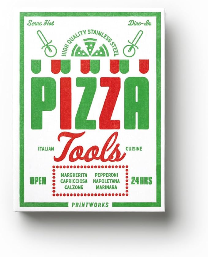 Printworks The Essentials, Pizza Tools – Pizza Cutter & Server Spatula Set with All the Accessories You Need in an Elegant Book-Style Case