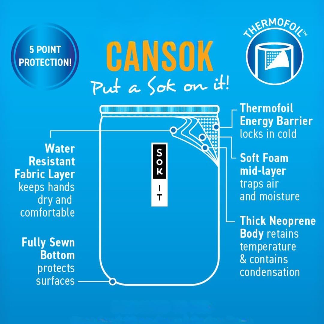 Sok It CanSok Sleeve for Beer & Soda Insulated Neoprene Cover (Teacher's Favorite, 12oz Slim Can Sleeve)
