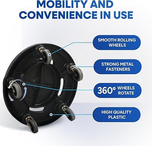 18" Trash Can Dolly with Wheels Black for 20 gal and 32 44 55 gal Brute Containers