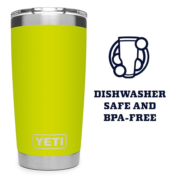 YETI Rambler 20 oz Tumbler, Stainless Steel, Vacuum Insulated with MagSlider Lid, Chartreuse