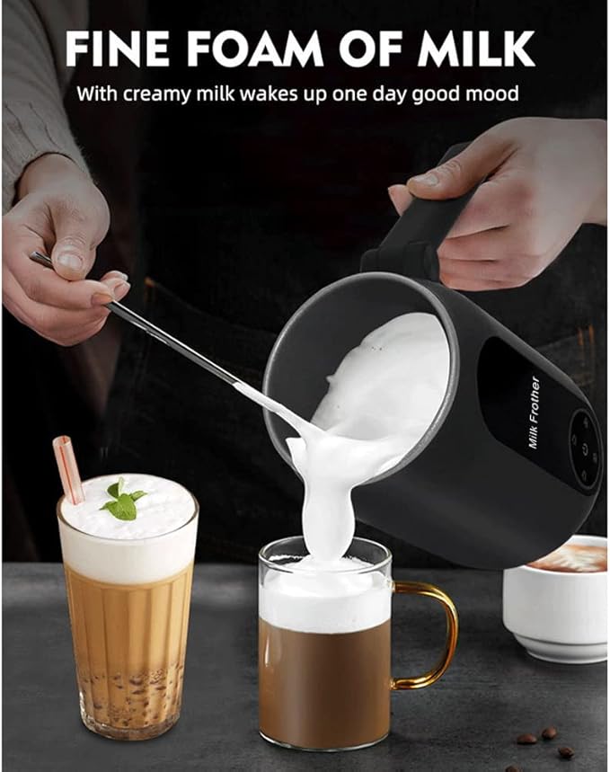 Electric Milk Frother and Steamer,4 In 1 Electric Milk Steamer,450ml Milk Frother and Warmer,Automatic Hot and Cold Foam Maker,with Foldable Handle,for Coffee/Latte/Cappuccino