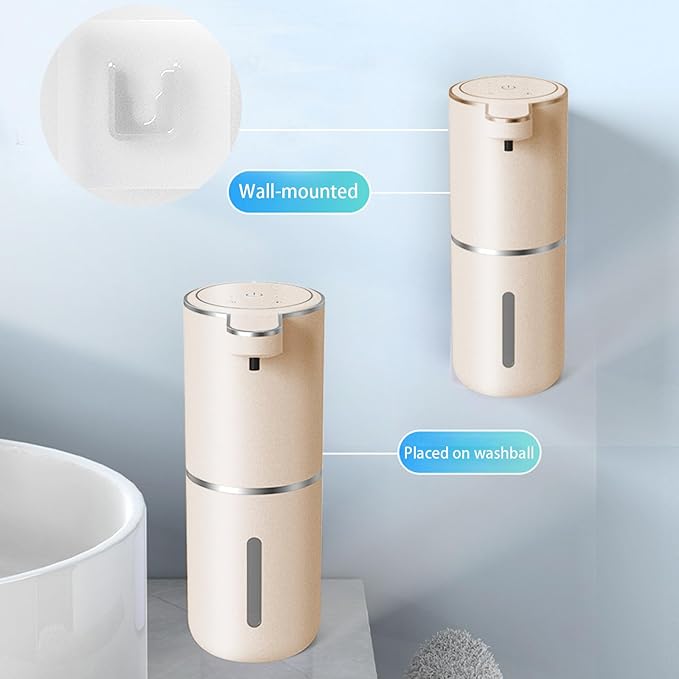Automatic Soap Dispenser – Touchless Foaming Soap Dispenser 400ml USB Rechargeable Dispenser Electric Wall Mounted 4levels Adjustable Foam Soap Dispenser Pump for Bathroom Kitchen(Gold)