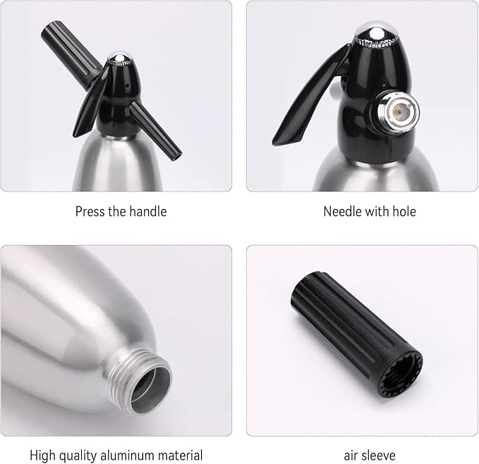 ALIMOTA Soda Streaming Machine - Carbonated Water Machine with CO2 Tanks, Sparkling Water Maker, Soda Water and Cocktail Maker Machine, All-in-one Soda Maker Solution(Silver)