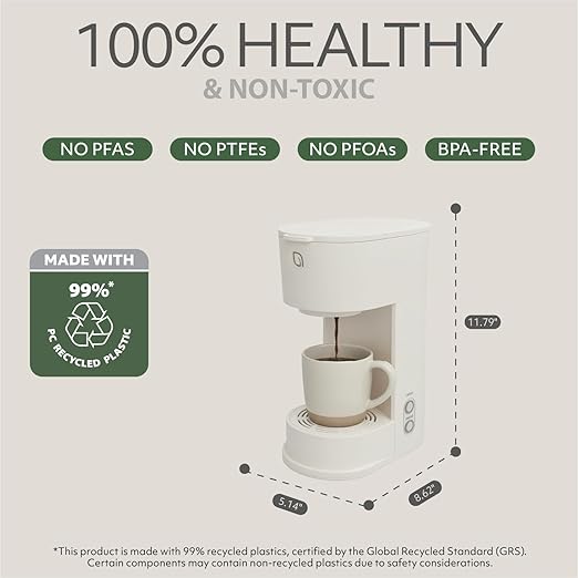 WILLOW Eco Series Single Serve Coffee Maker for K Cup and Ground Coffee, 6 to 12oz Brew Sizes with Strong Brew Option, Small Coffee Machine with Removable Reservoir & Reusable Filter, Eco-Friendly
