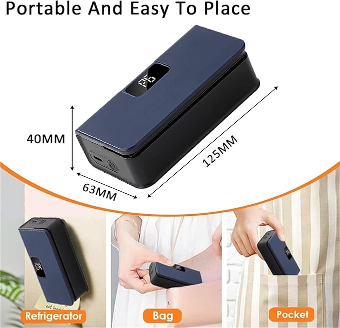 Food Vacuum Sealer, Mini Heat Sealer Plastic Bag Sealing Machine Rechargable Storage Package Handheld Clip Food(Blue)