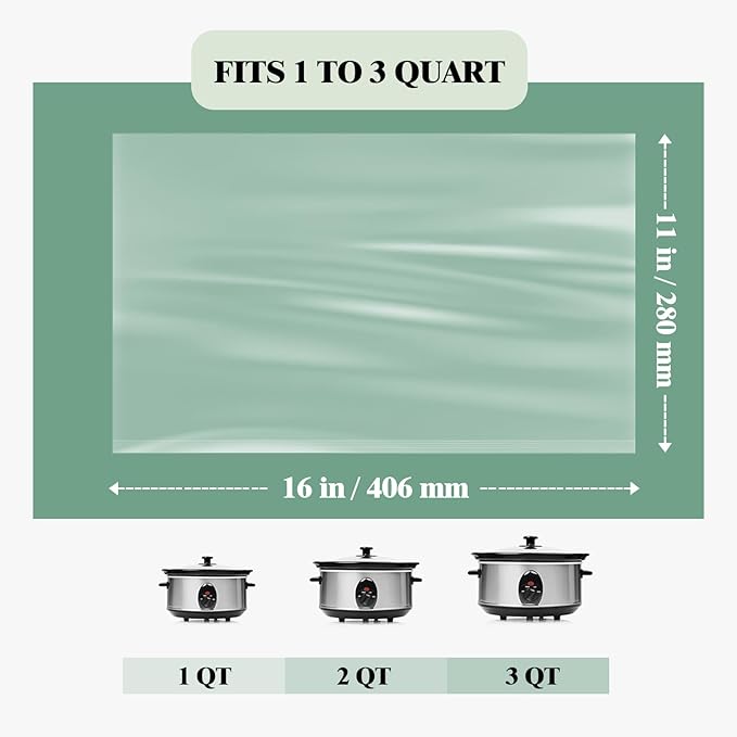 Slow Cooker Liners, 40 Cooking Bags, Medium Disposable Pot Liner Plastic Bags, Fits 1QT to 3QT Slow Cooker Cooking Pans, 11 in. x 16 in.
