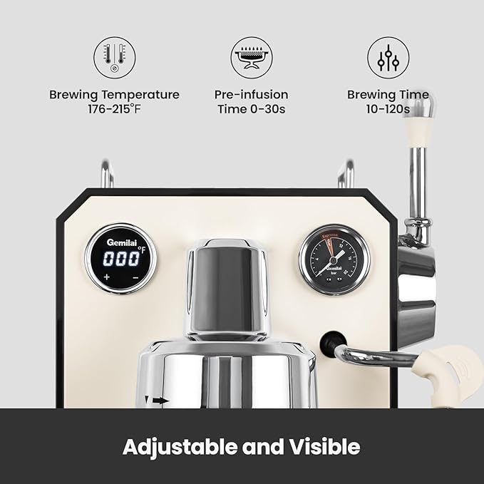 Gemilai Espresso Machine & Electric Coffee Grinder Bundle for Cappuccino, Latte