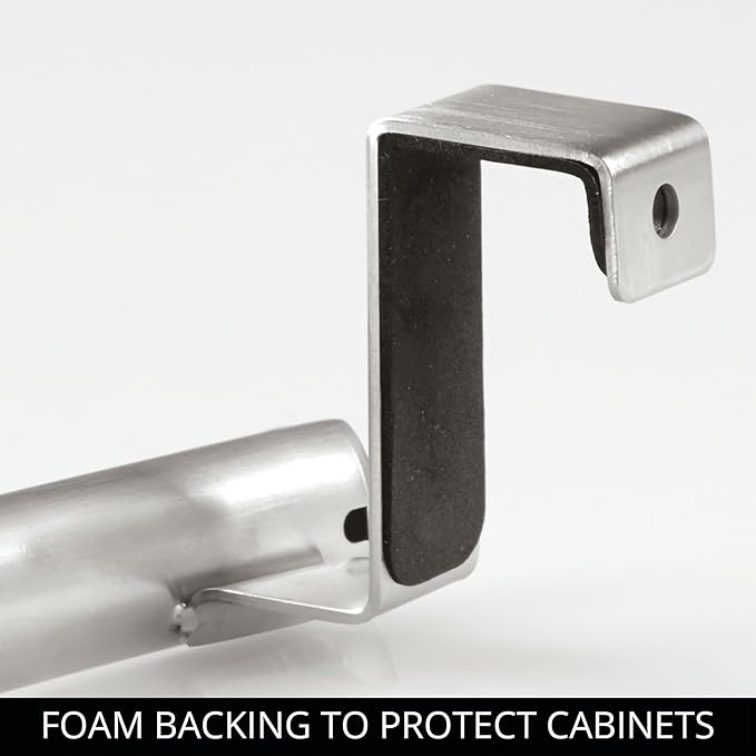 iDesign Axis Curved Over-the-Cabinet Kitchen Bar Holder for Dish and Hand Towels, Pot Holders, 9.75" x 2.75" x 2.5" - Brushed Stainless Steel