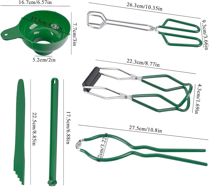 Canning Supplies Essentials Boxed Set, Canning Supplies Starter Kit, 6 Piece Set Included Canning Jar Lifter Canning Funnel Bubble Popper And Measurer Magnetic Lid Lifter Jar Wrench kitchen Tongs