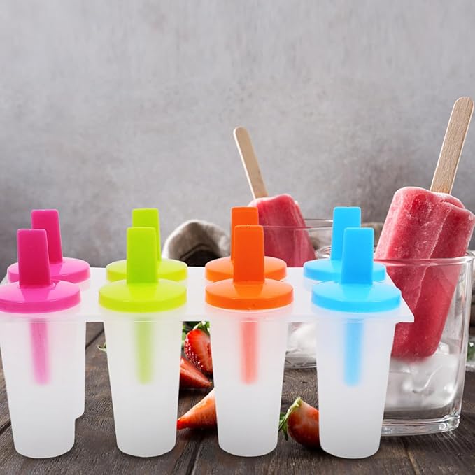DOITOOL Ice Pop Molds for Kids and Adults Reusable Diy Maker Easy Release Plastic Ice Cream Mold with Lid 2.95X4.72X1.57In Perfect for Summer Treats and Parties