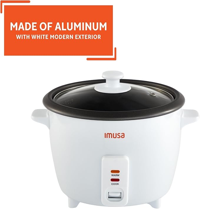 IMUSA USA GAU-00013 Electric Nonstick Rice Cooker 8-Cup (Uncooked) 16-Cup (Cooked), White
