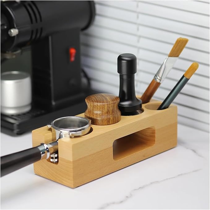 Walnut Wood Coffee Filter Holder, Espresso Tamper Mat Stand, Coffee Maker Support Base Rack, Barista Accessories(One pair)
