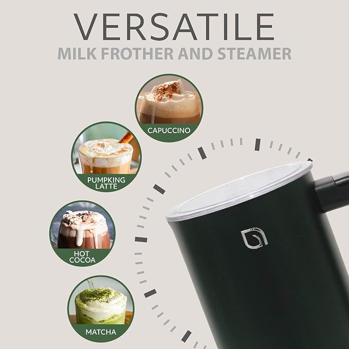 WILLOW Eco Series Milk Frother, 4 in 1 Milk Steamer, One Button Operation Hot and Cold Foam Maker 8.12oz/240ml Milk Warmer for Coffee & Latte, Made from 99% Recycled Plastics, 100% Non-Toxic