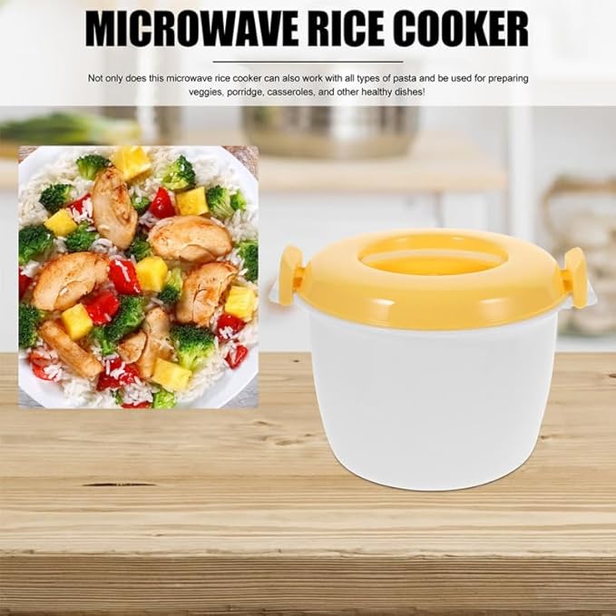 PRETYZOOM Microwave Rice Cooker Large Capacity Insulated Lunch Box with Spoon Portable Steaming Pot for Home Office Dormitory Cooking