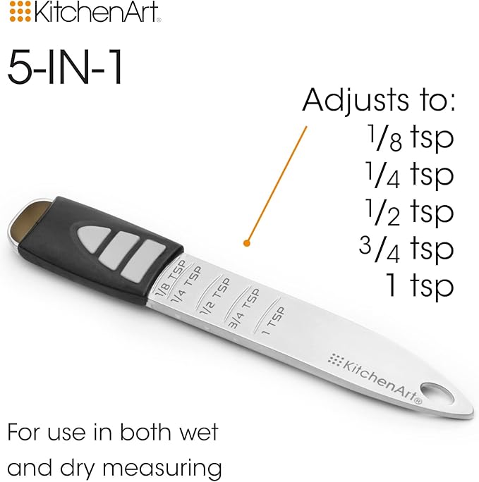 KitchenArt Pro Adjust-A-Teaspoon, Stainless Steel Measuring Spoon, Silver