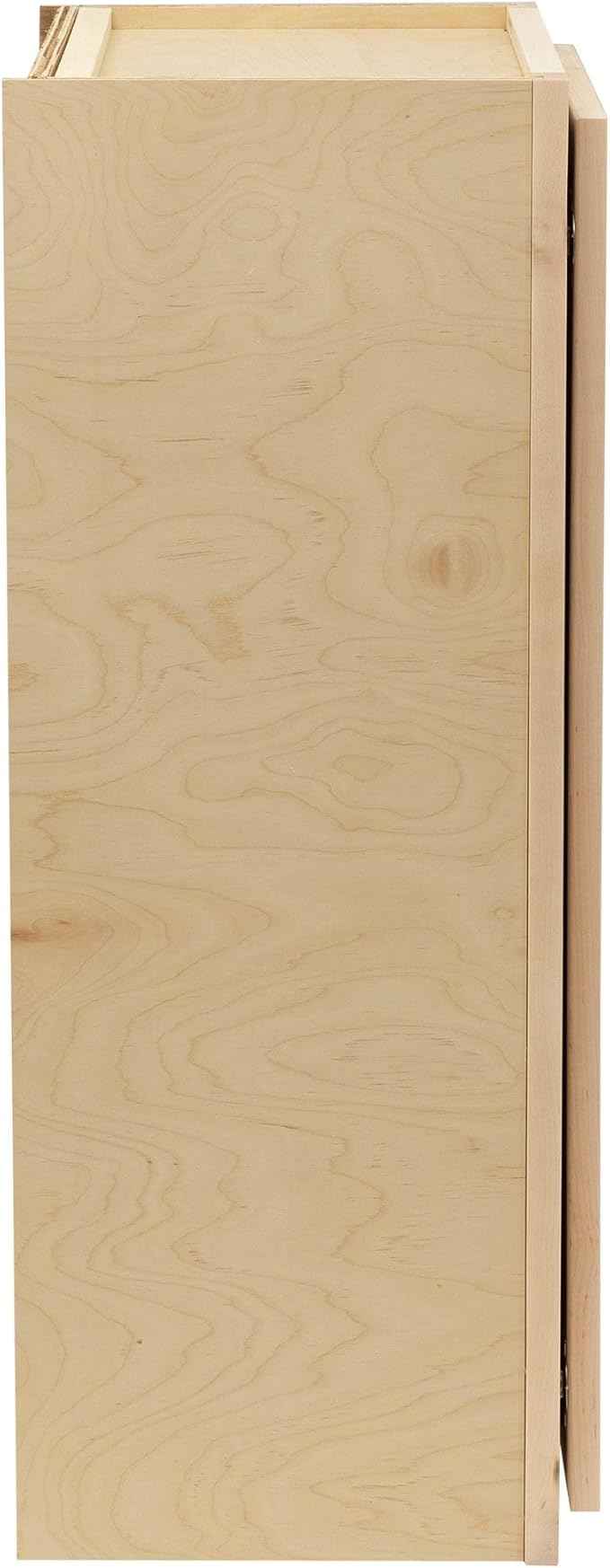 Quicklock RTA (Ready-to-Assemble) 42" Tall Wall Kitchen Cabinets - Shaker Style | 100% Hardwood | Made in America | Soft Close Hardware (Raw Maple, 12" D x 18" W x 42" H)