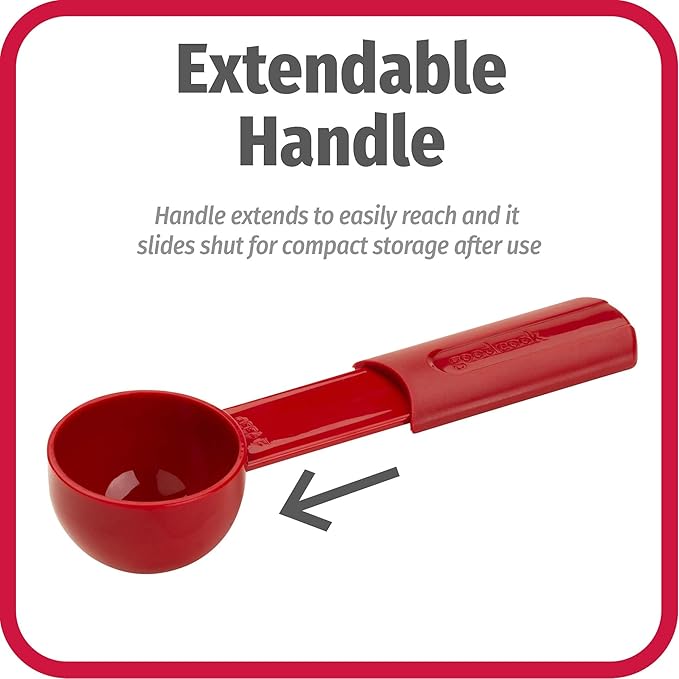 GoodCook Everyday Coffee Scoop, 2-Tablespoon Coffee Measuring Spoon with Extendable Handle, Red