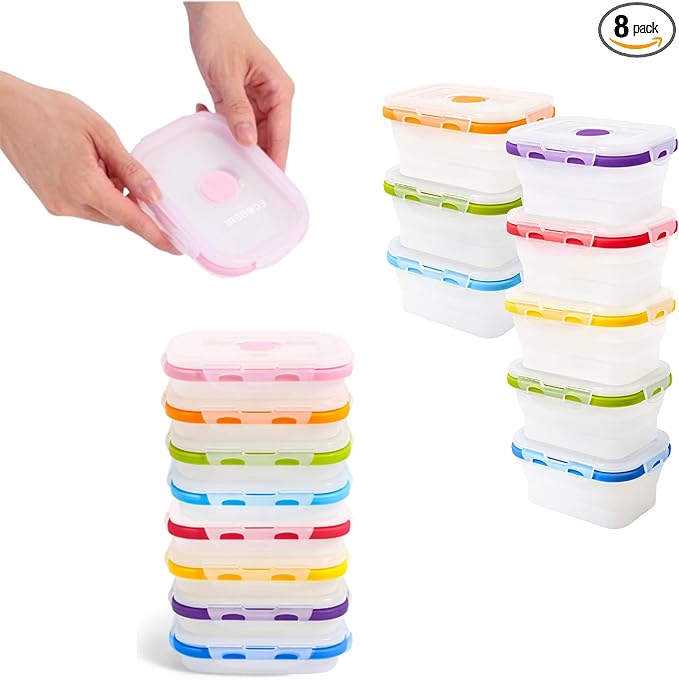 Small 12oz Collapsible Silicone Food Container (1.5 Cups) Compact Lunch, Snack & Leftover Storage BPA-Free, Leak-Resistant Lid, Microwave, Freezer & Dishwasher Safe, Space-Saving Portable Bento Box