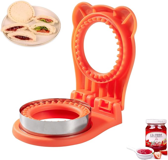 CHICHAUS Uncrustable Sandwich Maker,Sandwiches Pocket Circle Shape 3.7Inch Sandwich Cutter and Sealer,Sandwich Cutter for Kids Breakfast and lunchboxes (Orange)