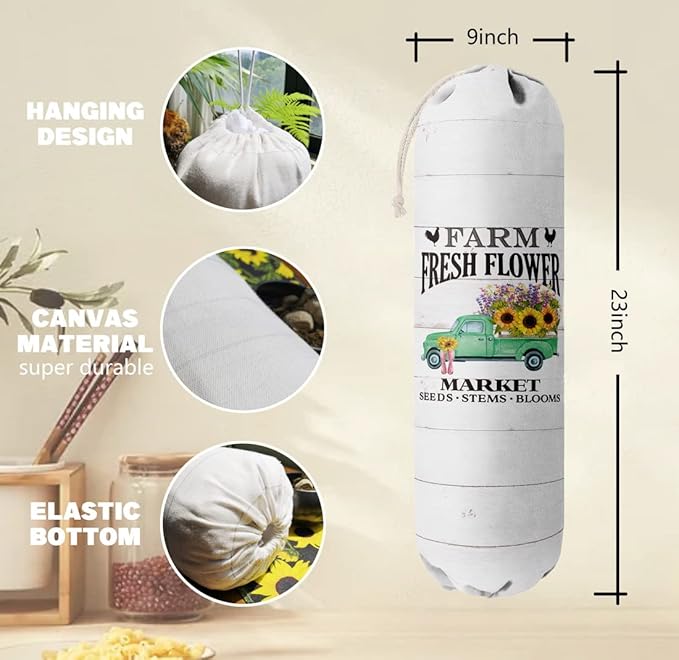 Grocery Bag Holder Organizer, Wall Mount Storage Container Dispenser - Farmhouse Kitchen Gifts for Mom, Housewarming, Family, Friends, Women, Grandma