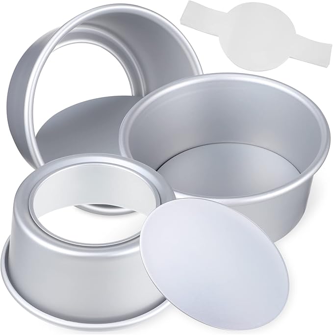 LIFKOME Detachable Bottom Round Cake Molds Baking Liners Included Set of Round Cake Pans for Home Professional Use