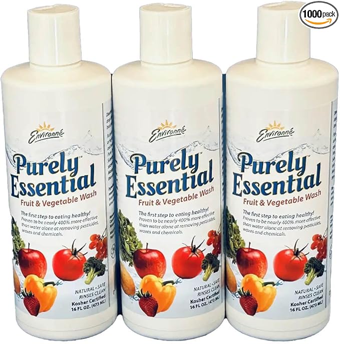 Purely Essential Fruit & Vegetable Wash, Natural Produce Cleaner, 16 Fl Oz (3 Pack)