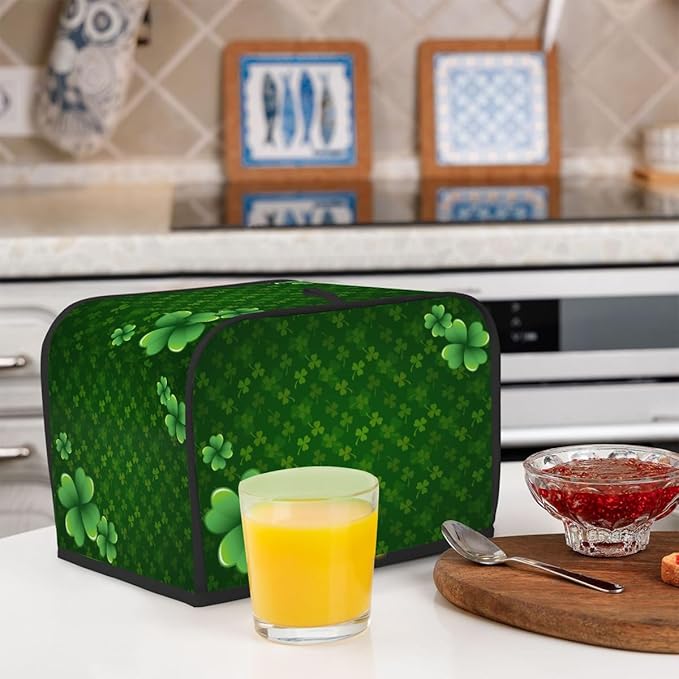 Happy St. Patrick Green Holiday Toaster Cover 4 Slice Dust and Fingerprint Protection Toaster Bread Maker Covers Washable Kitchen Appliance Covers for Kitchen Accessories Decor Bakeware Women Gift