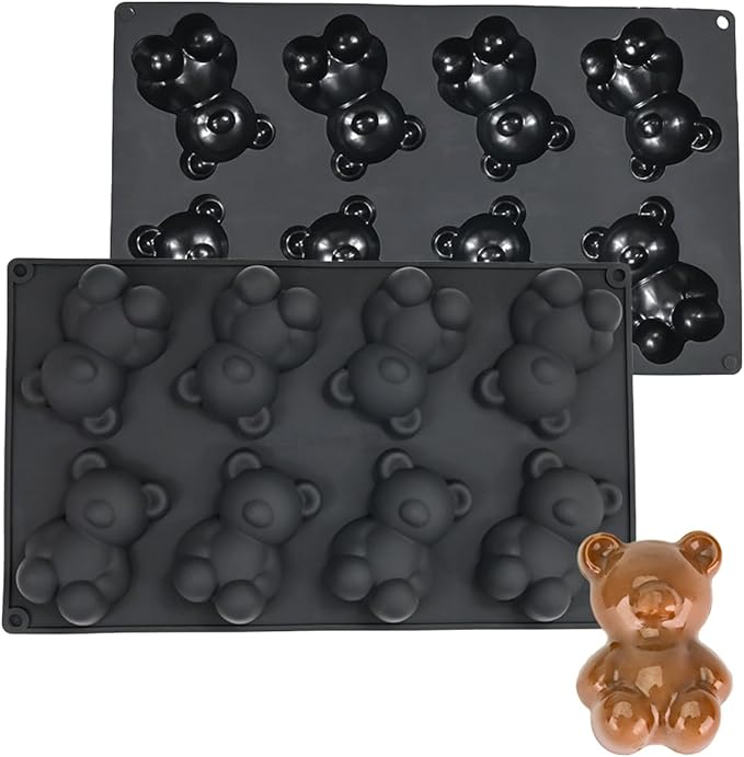 3D Silicone Mold Bear, Mousse Cake Baking Molds, Fondant Mould for Baking Cake, French Dessert Mould for Pastry Chocolate, Soap and Ice Cream (B_ Bear)