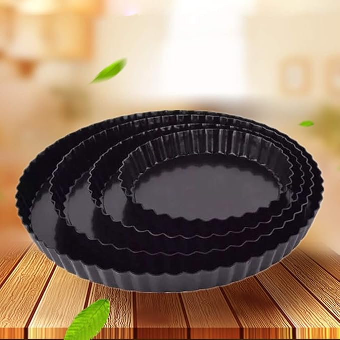 Non-sticks 6 Inches Quiche Tart Pan, Removable Loose Bottom Tart Pie, Round Fluted Tart Tins Baking Pan Mould Tray for Creating Creamy Cheese Cakes, Chocolate Tarts, Fruit Tart Pies