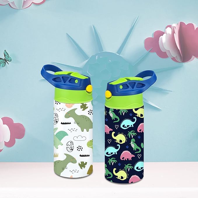 Kids Sublimation Tumbler,12oz Sublimation Water Bottle Blanks,Straight Stainless Steel Todder Sippy Cup,4PACK Double Wall Insulated Sippy Tumbler with Handle,Shrink Films,Leak Proof Blue