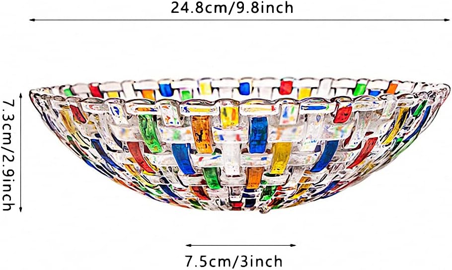 Hand Painted Colorful Woven Glass Crystal Salad & Fruit Bowl Decoration,Centerpiece For Home,Office,Wedding Decor, Fruit, Snack, Dessert, Server