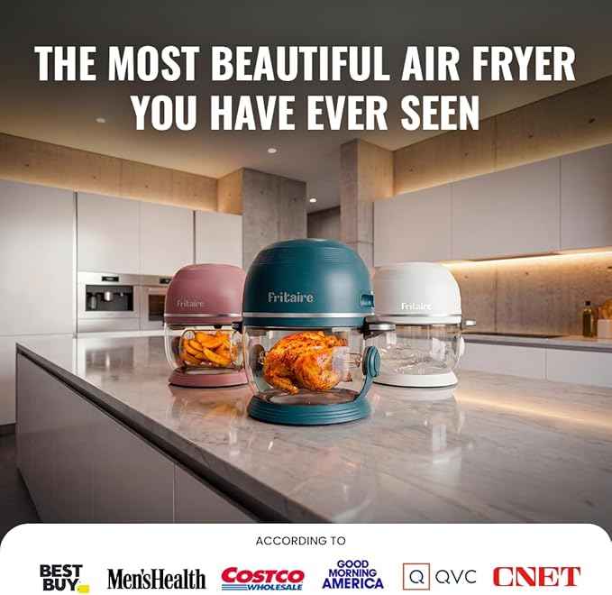 Non Toxic Air Fryer™ Pro | 9-in-1 Glass Air Fryer | Self-Cleaning | 5 Quart | Rotisserie and Tumbler | 400F Vortex For Even Cooking, BPA-Free Teflon Free, Recrisp, Roast, Bake, Orange