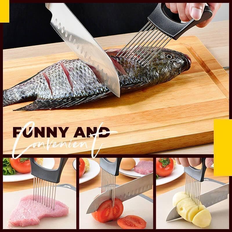 Ultra Onion Slice Holder - Stainless Steel Holder for Slicing Meat, Onion, Potato, Tomato - Kitchen Gadget (1 Pack)