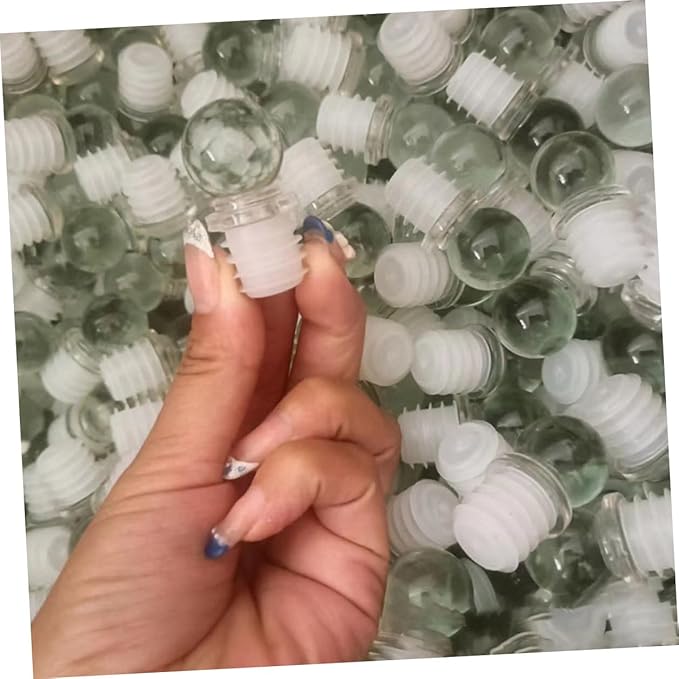Ipetboom 24pcs Glass Ball Wine Bottle Stoppers with Silicone Seal Decorative Wine Saver Caps for Aromatherapy Perfume Cosmetic Bottles Portable Airtight Seal to Keep Beverages Fresh and