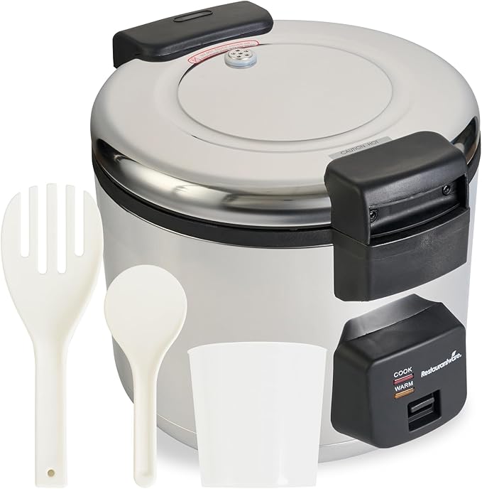 Restaurantware Commercial Rice Cooker 70 Cup Heavy-Duty Steel Industrial Rice Warmer With Nonstick Interior Black Ideal For Catering And Buffet Use