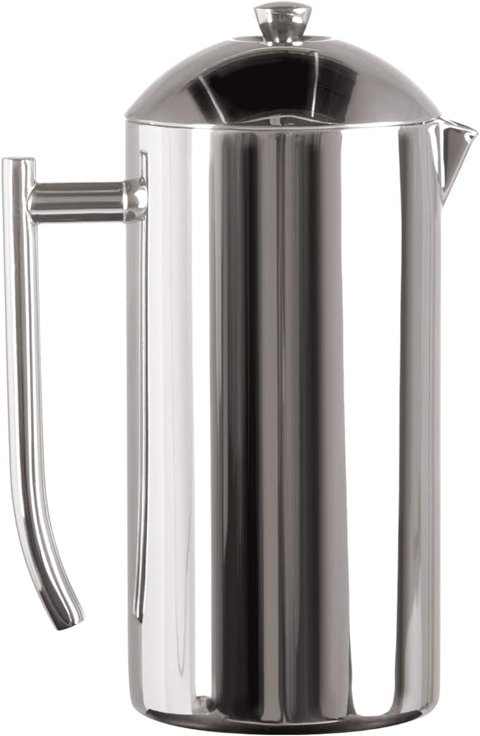 Frieling French Press Coffee Maker - 17 oz, Polished Stainless Steel - Double-Wall Insulated French Press & Cold Brew Pitcher for Camping & Travel - Manual Non-Plastic Coffee Maker