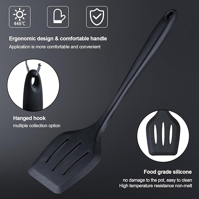 RAXCO Kitchen Utensils Set For Cooking-7 Cooking Utensils,5 Kitchen Utensils,6 Knife set,utensilios de cocina(18-in-1) (Black)