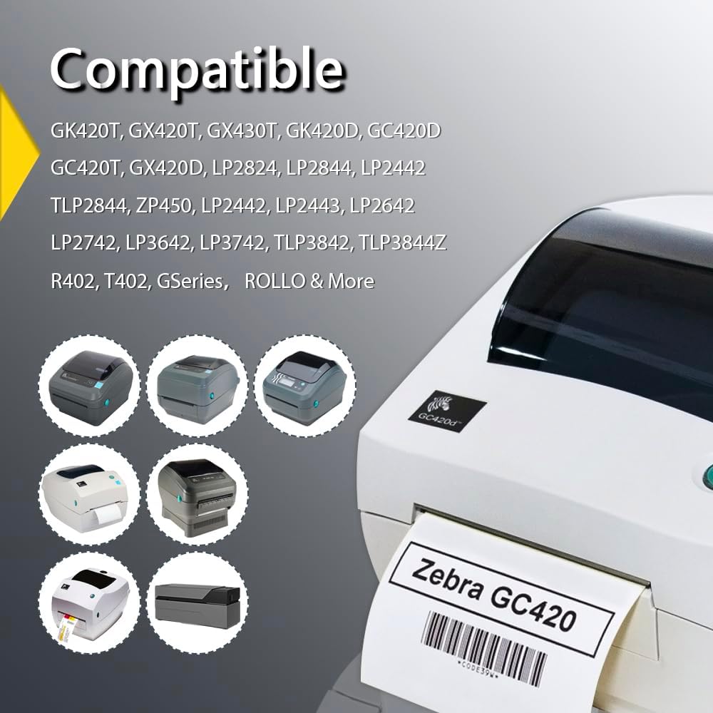 BETCKEY - 4" x 5" Large Shipping & Multipurpose Labels Compatible with Zebra & Rollo Label Printer,Premium Adhesive & Perforated[Yellow, 6 Rolls, 2100 Labels]