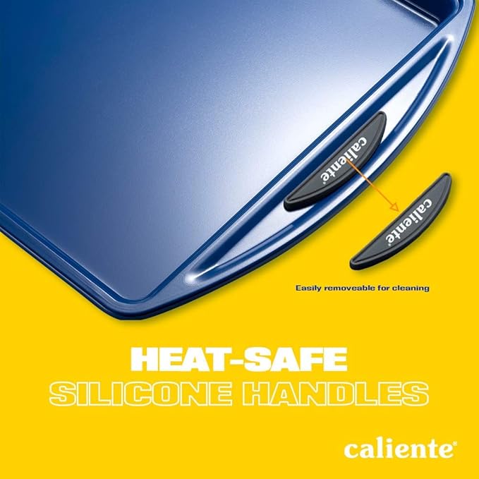 Caliente Nonstick Bakeware Set of 2 Cookie Sheets | Premium Medium & Small Baking Sheets | Durable Carbon Steel Baking Sets | Housewarming, Wedding, Chefs & Bakers Kitchen Gift