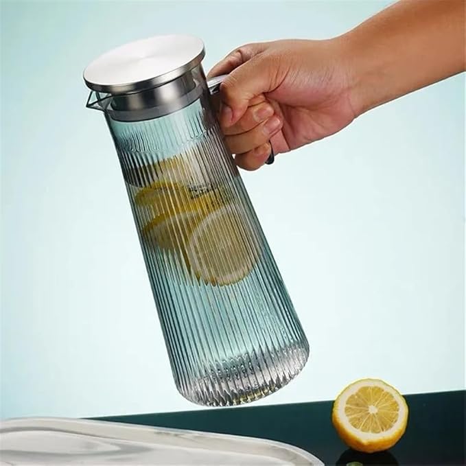 Water Pitcher Cold Kettle Acrylic Juice Jug Drink Juice Water Jug Transparent Water Pitcher with Filter Glass Pot(Medium)