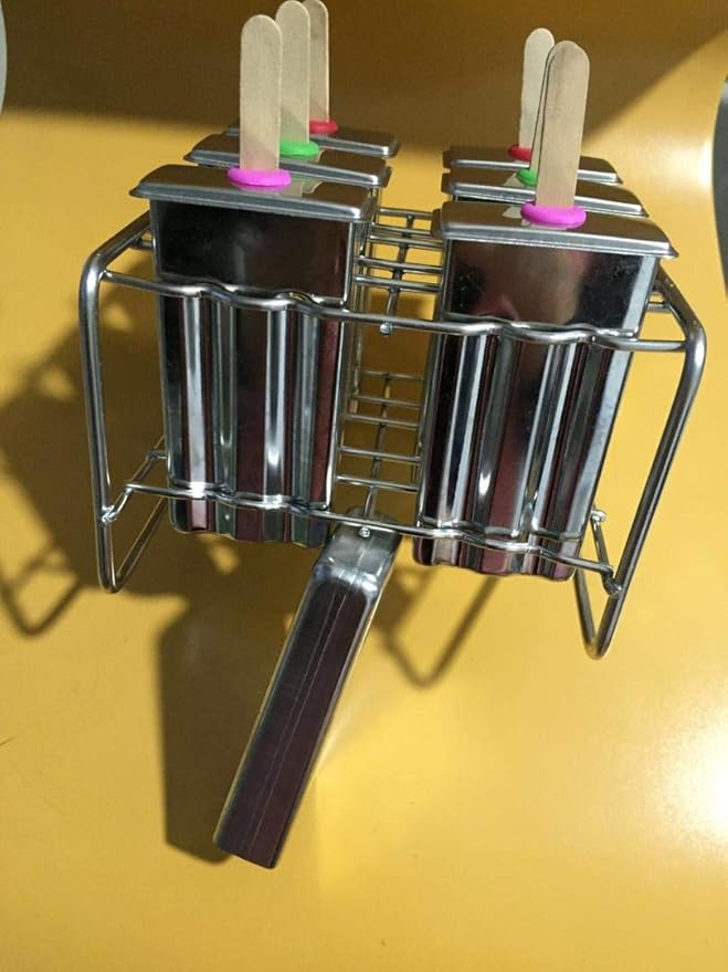 Stainless Steel Popsicle Molds and Rack - BPA Free Ice Pop Maker with Wooden Sticks