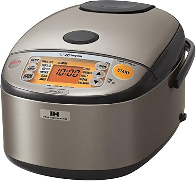 Zojirushi NP-HCC10XH Induction Heating System Rice Cooker and Warmer, 5.5-Cup, Stainless Dark Gray