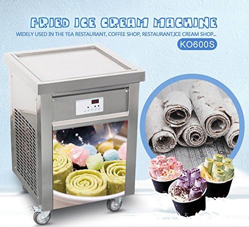 Kolice Commercial ETL certificated 21"x21" Single Square Pan Fried Ice Cream Machine, Frozen Yogurt Roll Ice Cream Machine, Fry Ice Cream Roll Machine-auto defrost