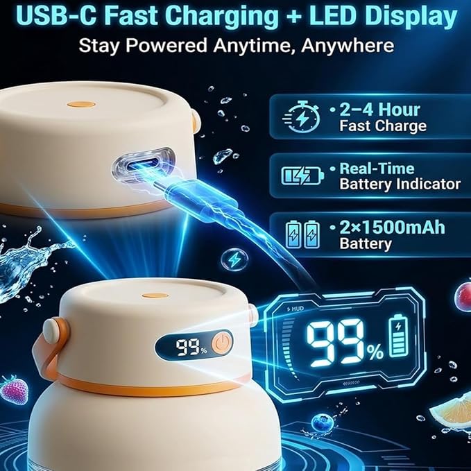 Portable Electric Juicer Cup with Zero Cord Hassle, Fresh Juicer Portable Blender with Digital Display, Leakproof USB-C Rechargeable Personal Blender for Home, Travel, Easy Clean (a,800ml)