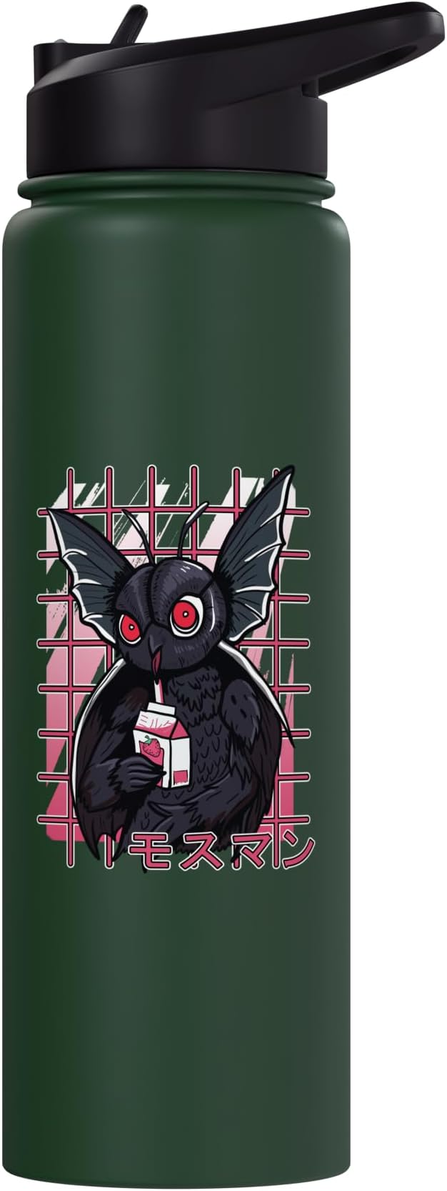 Mothman Kawaii Strawberry Milk Shake Carton Cryptids Stainless Steel Insulated Water Bottle