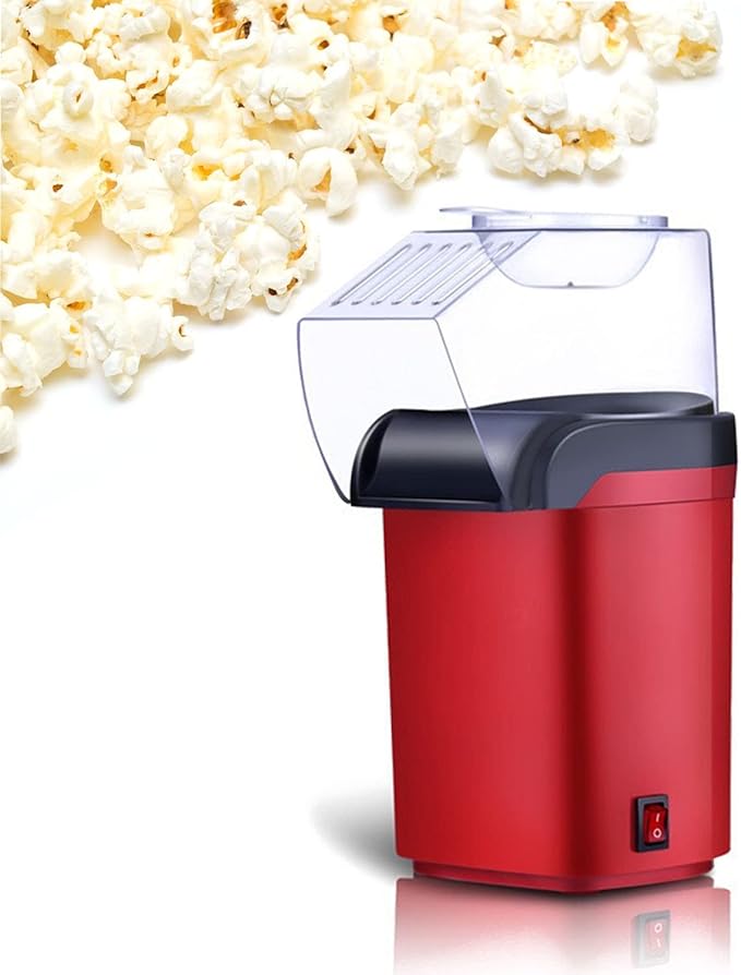 Nostalgia Hot Air Popcorn Popper Maker, 1200W Electric Pop Corner Machine, 16 Cups, 3 Minutes Done, Fully Automatic Healthy No Oil and No Sugar Corn Popcorn Machine (Red)