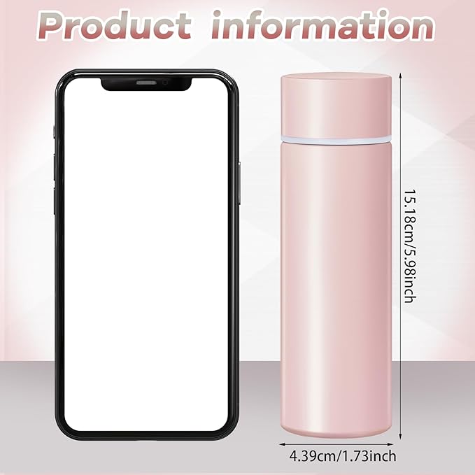 Irenare 5oz Mini Insulated Stainless Steel Bottle Purse Water Bottle Cute Leak Proof Flask Keeps Drink Cold and Hot for Purse Women(Angel White, Light Pink, 2 Pieces)