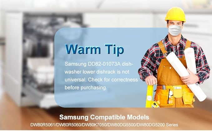 Upgraded DD82-01073A Lower Rack Assembly Replacement for Samsung Dishwasher Dishrack Modle DW80R5061/DW80R5060/ DW80K7050UG Series
