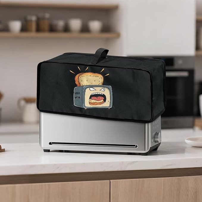 Funny Bread Toaster Cover 2 Slice, Machine Washable 2 Slice Slim Toaster Cover Protective Dust Covers for Kitchen Appliances, Heat-Resistant
