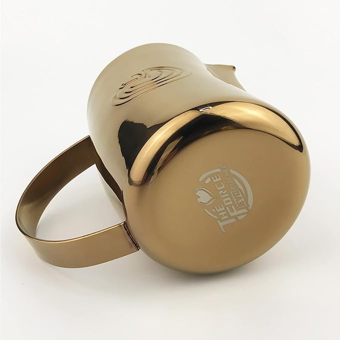 Barista Swag Curved Body Coffee Milk Frothing Cup for Espresso Machines Latte Art 500ml Steaming Pitchers (Mirror Rose Gold)